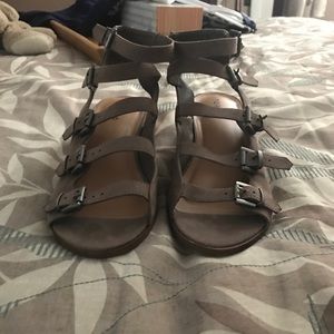 Never worn Tan low heel sandals